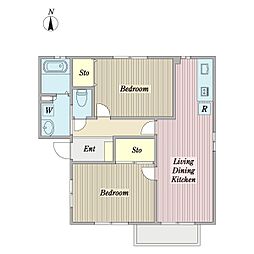サンスマイル公津E 2LDKの間取図画像