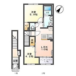 ユウカ フローラ 2LDKの間取図画像