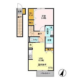 ハピネス3 1LDKの間取図画像