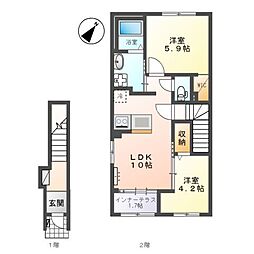 富里市七栄 アパートIV期新築工事 2LDKの間取図画像
