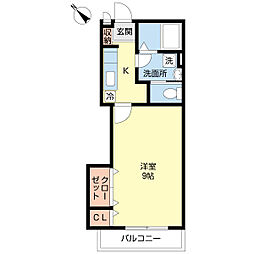 サンガーデン 1Kの間取図画像