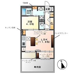 パークエステートI 1LDKの間取図画像