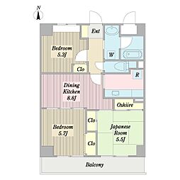 プロシードCO-Z東館 3DKの間取図画像