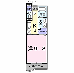 ベルコリーヌ 1Kの間取図画像