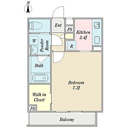 アミティー 1Kの間取図画像