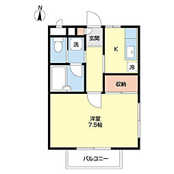 アプリコット 1Kの間取図画像