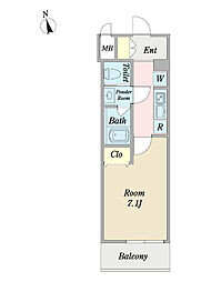 CINZA卸町 1Kの間取図画像