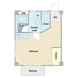 Ｐａｒｔｉｒ鎌ヶ谷 3階ワンルームの間取り