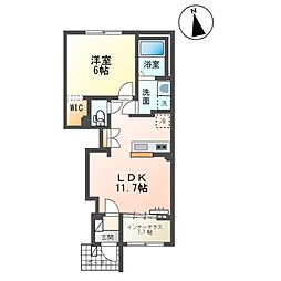 シャインヒルズII K&K 1LDKの間取図画像
