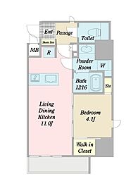 ＢＡＳＥ浅草千和 7階1LDKの間取り
