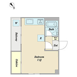 本多ビル ワンルームの間取図画像