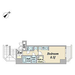 ジョイキューブ浅草橋レジデンス ワンルームの間取図画像