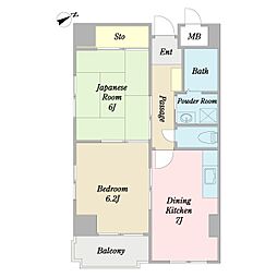 パストラル福田 2DKの間取図画像