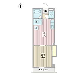上野パークサイド 1DKの間取図画像