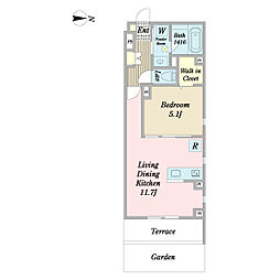 Broocklands 1LDKの間取図画像