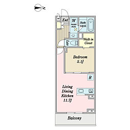 Broocklands 1LDKの間取図画像