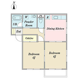 メゾン・ド・ＢＫ 1階2DKの間取り