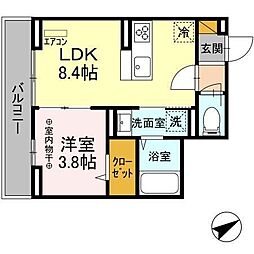 D-PALACE富士見 1LDKの間取図画像