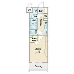 プロシード舞浜 1Kの間取図画像