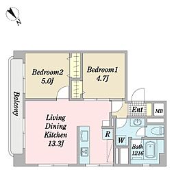 東カングランドマンション浦安 2LDKの間取図画像