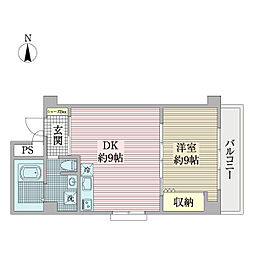 サンビオラ南森町 6階1DKの間取り