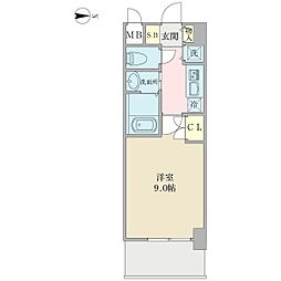 プロシード弁天町 7階ワンルームの間取り
