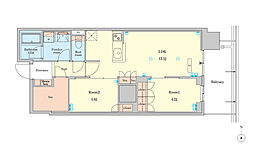 MJR堺筋本町タワー 2LDKの間取図画像