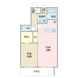 エミナーレ西九条 1LDKの間取図画像
