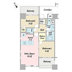 プラティーク　ヴェール 8階2LDKの間取り