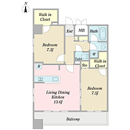 プロシードＴＸ流山セントラルパーク 11階2LDKの間取り
