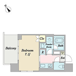 プロシード流山おおたかの森 11階1Kの間取り