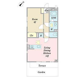 パティオおおたかの森 1LDKの間取図画像