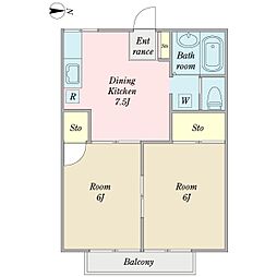 ヴィラ・エスペランサC 2DKの間取図画像