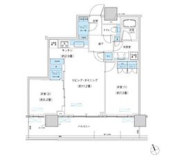 パークシティ柏の葉キャンパスザ・ゲートタワーウエスト 2LDKの間取図画像