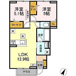 La Maison Masha 2LDKの間取図画像