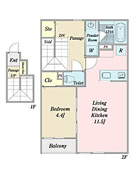 Ｙ＆ＫIII（ワイアンドケースリー） 2階1LDKの間取り