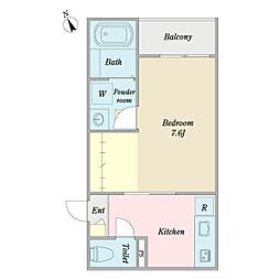 LECOCON栄生 ワンルームの間取図画像