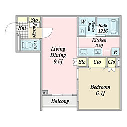 Ecrin新瑞橋 1LDKの間取図画像