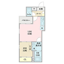 Cherim妙音通 1LDKの間取図画像