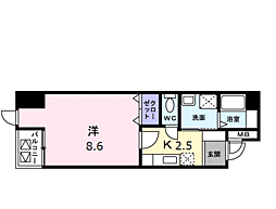 グレース栗林 503 5階1Kの間取り