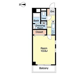 フィネス常磐 1Kの間取図画像