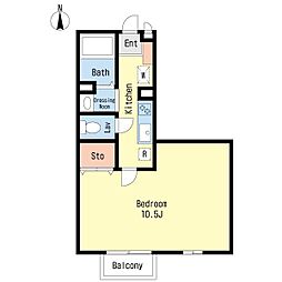 コーポ玉藻 1階1Kの間取り