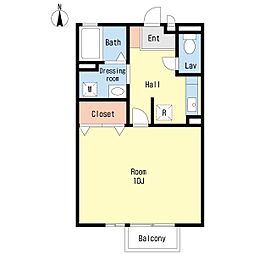 コーポ玉藻 2階1Kの間取り