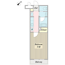 ラテル松山 3階1Kの間取り