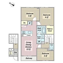 セレーノリーゼ 3LDKの間取図画像
