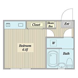 桜台コートハウス ワンルームの間取図画像