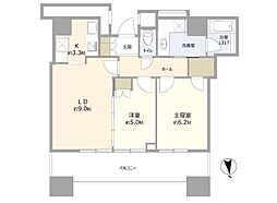クレストプライムタワー芝 2LDKの間取図画像
