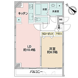 プレール日本橋弐番館 1LDKの間取図画像
