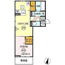 アリビオ 1階1LDKの間取り