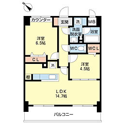 サンアトラス5 2LDKの間取図画像